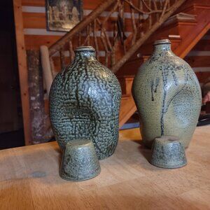 Sid Luck folk art pottery pinch jugs